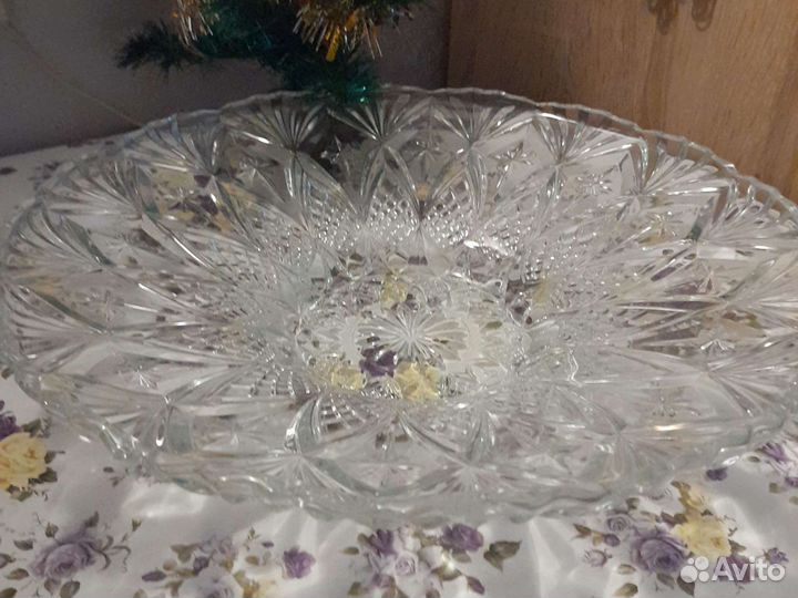 Шикарное хрустальное блюдо-фруктовница 33 см СССР
