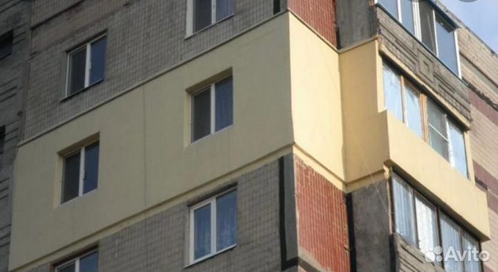 Утепление фасадов. Промышленный альпинист