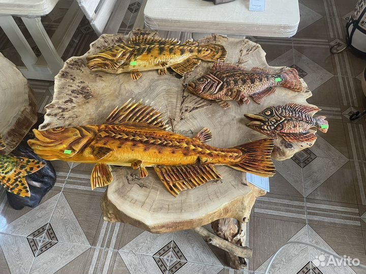 Картина деревянная рыба