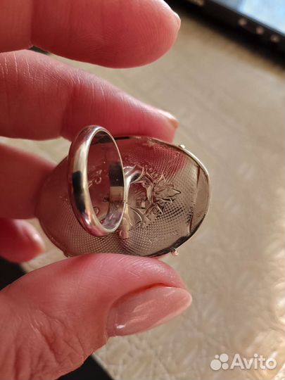 Кольцо серебро камея