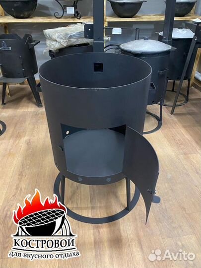 Печь с дымоходом под казан на 16 литров
