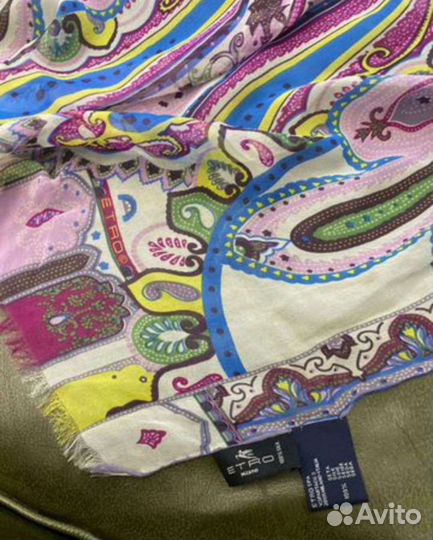 Палантин etro и dior шелковые италия