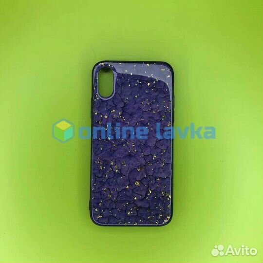 Чехол пластик мрамор для iPhone X, Xs Violet