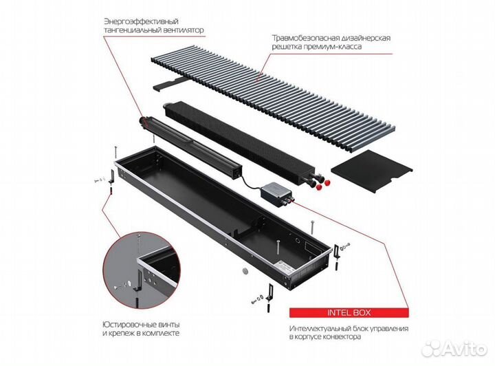 Конвектор atrium turbo-150 Thermo/1000 внутрипол-ы