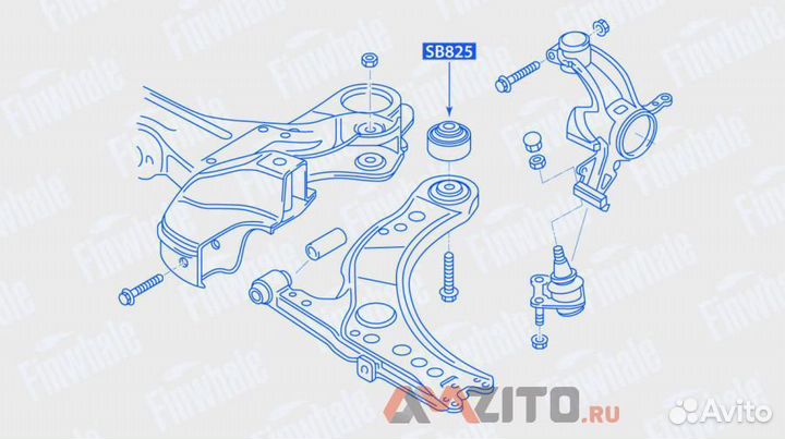 Finwhale SB825 Сайлентблок рычага VAG golf IV/bora/A3 пер.подв