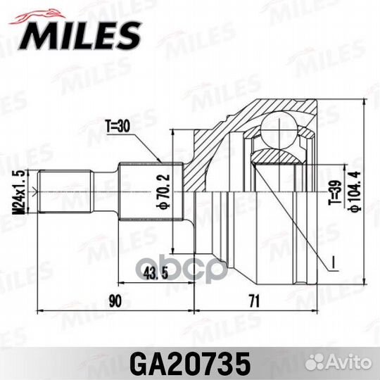 ШРУС MB ML-class 164 04-11 нар. GA20735 Miles