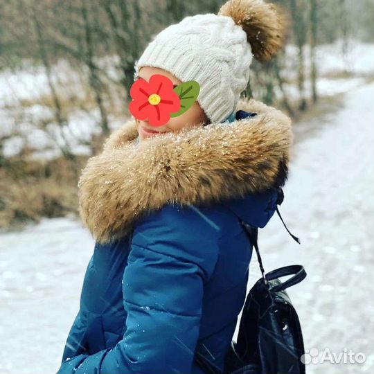 Пуховик женский с натуральным мехом