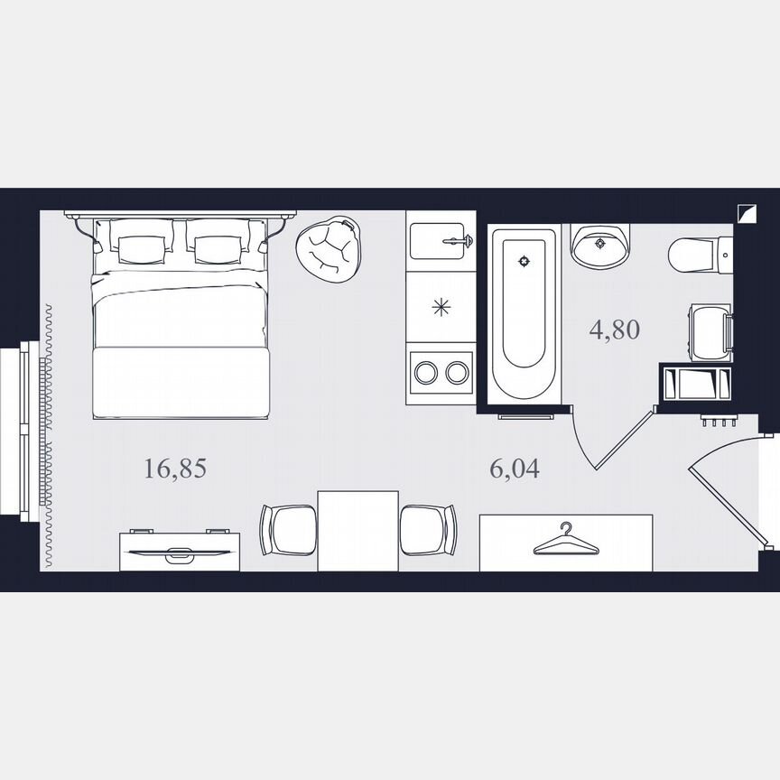Апартаменты-студия, 27,7 м², 7/24 эт.