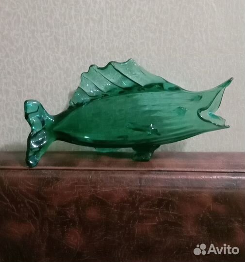 Сувенир «Рыба». Зелёное стекло. 1970 год
