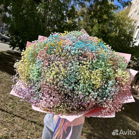 Цветы. Композиции и букеты из Гипсофилы в коробке