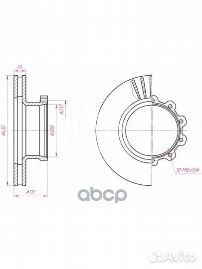 M2000001 диск тормозной 430/208x45/131 10n-237