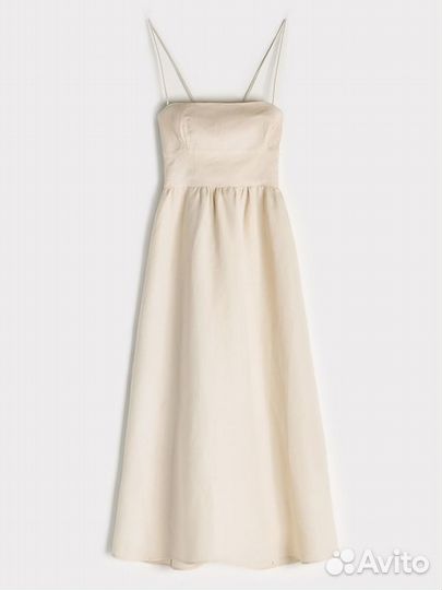 Бежевый льняной сарафан zara