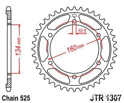 JTR1307.45 звезда задняя под цепь 525
