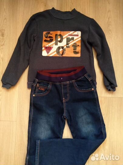 Одежда для мальчика (джинсы, кофты) 116-128 р-р