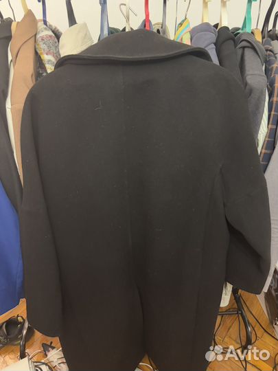 Пальто черное оверсайз с поясом XL -XXL