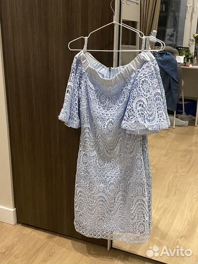Платье женское кружевное голубое