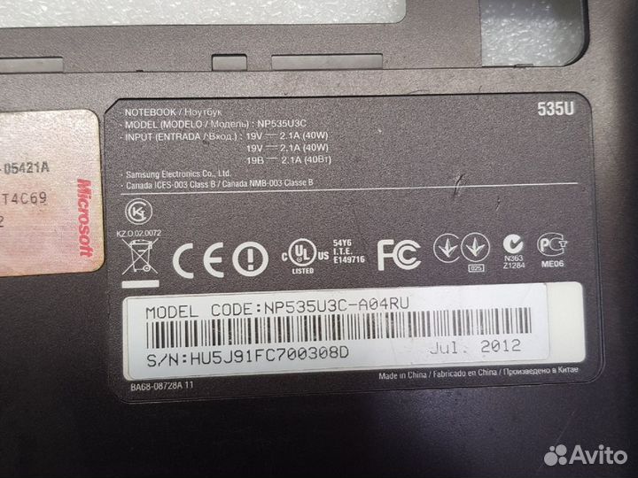 Поддон Samsung 535u np535u3c