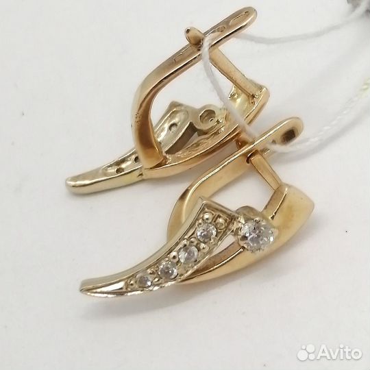 Серьги / 3,31г / Золото585 / фианиты круглые