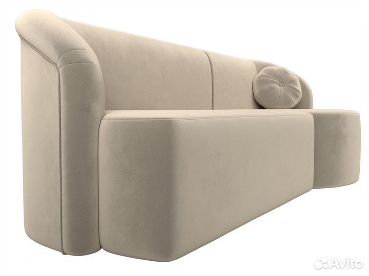 Диван прямой Лига-027 угол правый, микровельвет, бежевый