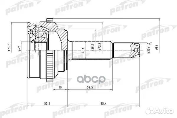 Шрус наружн к-кт 22x52x19 ABS:47T daewoo: Kalos