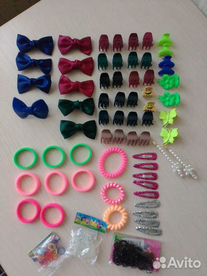 Аксессуары для волос резиночки цветные, бантики