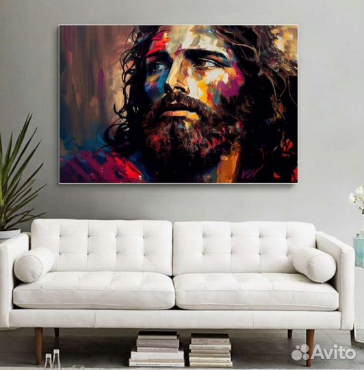Картина маслом Иисус Яркая абстрактная живопись
