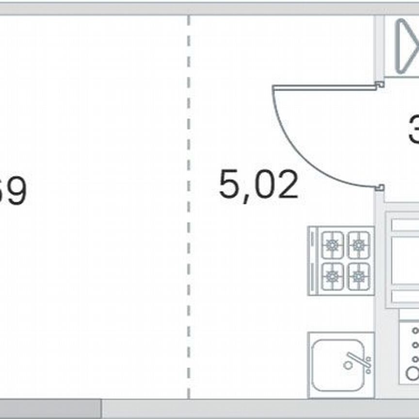 Квартира-студия, 24,3 м², 3/4 эт.