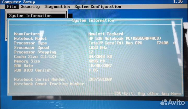 Ноутбук hp 530