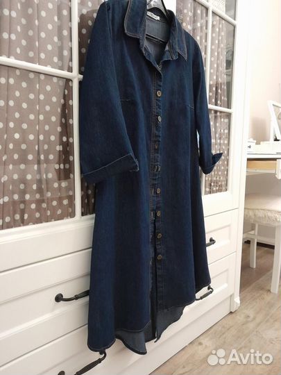 Платье-халат джинсовое 44