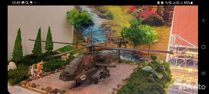 Реконструкция,модель вертолёта,пейзаж