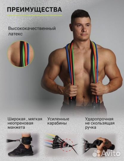 Универсальный тренажер (эспандер трубчатый)