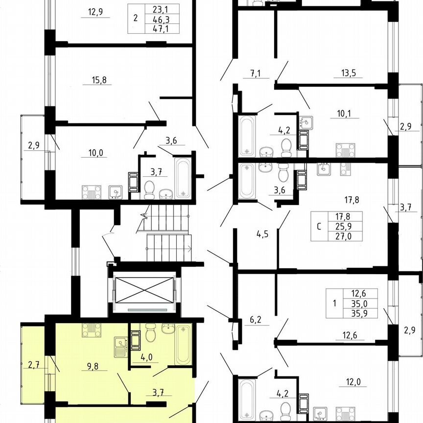 1-к. квартира, 34,2 м², 4/8 эт.