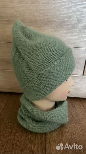 Шапка и снуд из пуха норки осень весна
