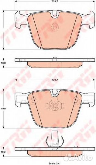 Тормозные колодки задн BMW X5/X6 (E71,E72,F16,F15)