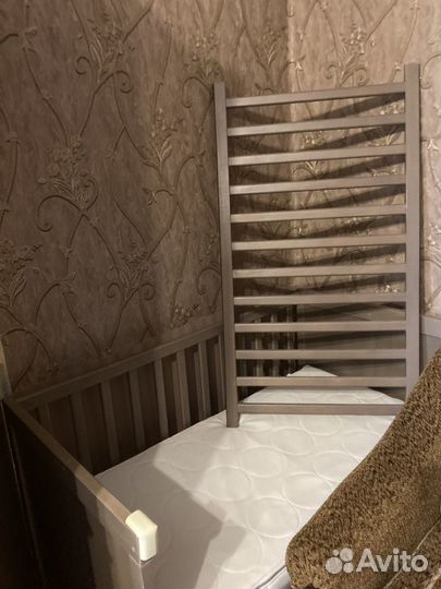 Кроватка IKEA sundvik серо-коричневая б/у