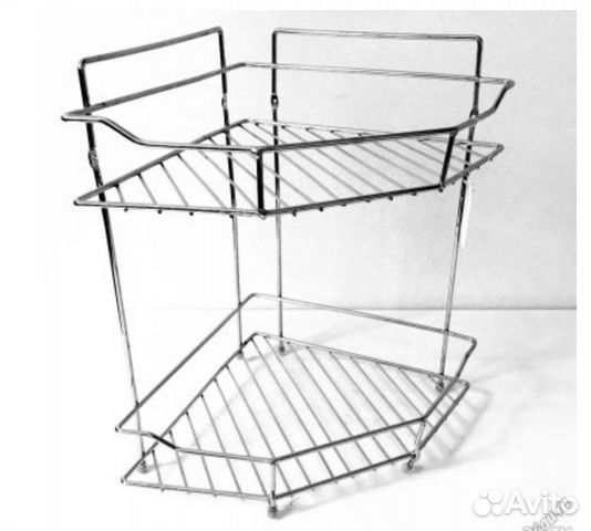 Полка угловая на кухню стальная на ножках и подвес