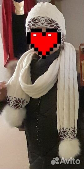 Шапка зимняя женская с шарфом