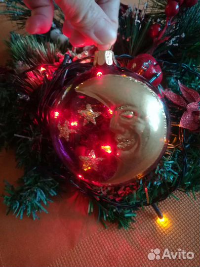 Елочные игрушки витраж Месяц, Польша