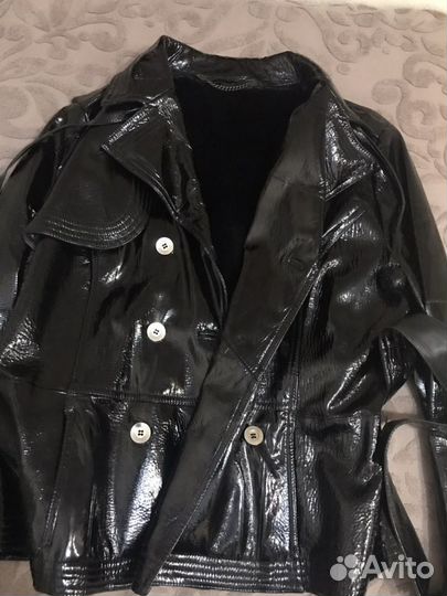 Куртка двубортная утеплённая, виниловая, натуральн