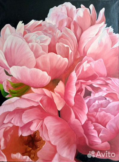 Картина маслом на холсте Пионы