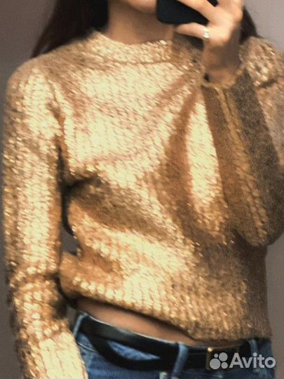 Свитер золотой zara S L