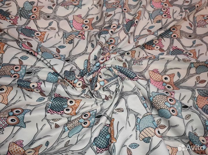 Платок с совами шёлк