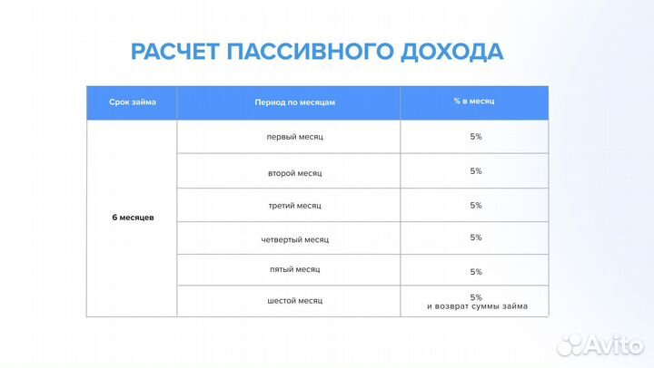 Инвестиционный займ под 5%