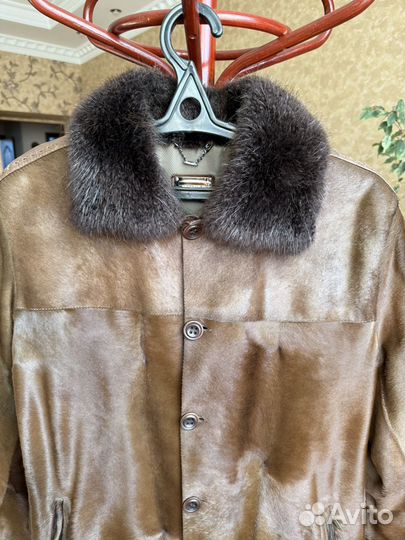 Пальто с мехом мужское 54р