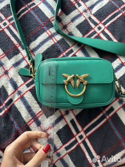 Сумка pinko натуральная кожа бирюзовая