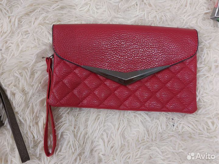 Клатч новый красный и серый