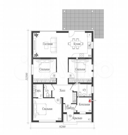 Дом 100 м² на участке 7,6 сот.