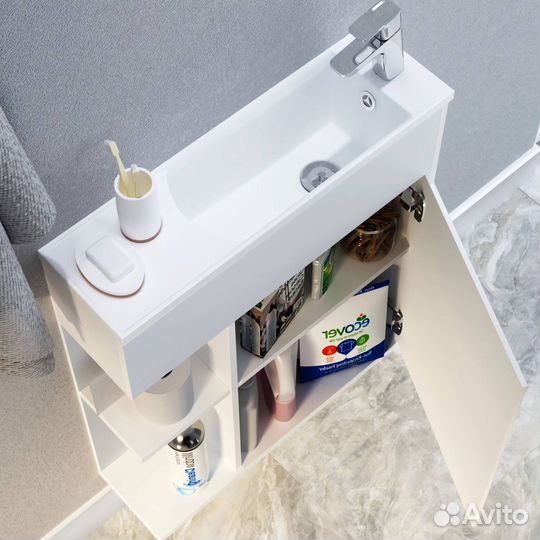 Тумба с раковиной 1MarKa Stretto У94717 60 см, белый