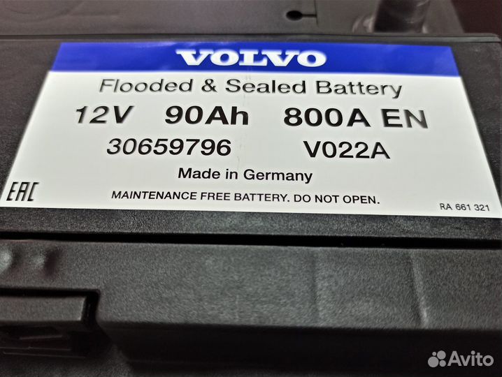 Аккумулятор 90Ач Volvo оригинальный, новый, низкий