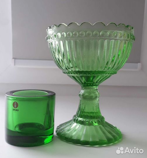 Ваза и подсвечник финское стекло винтаж.Finland